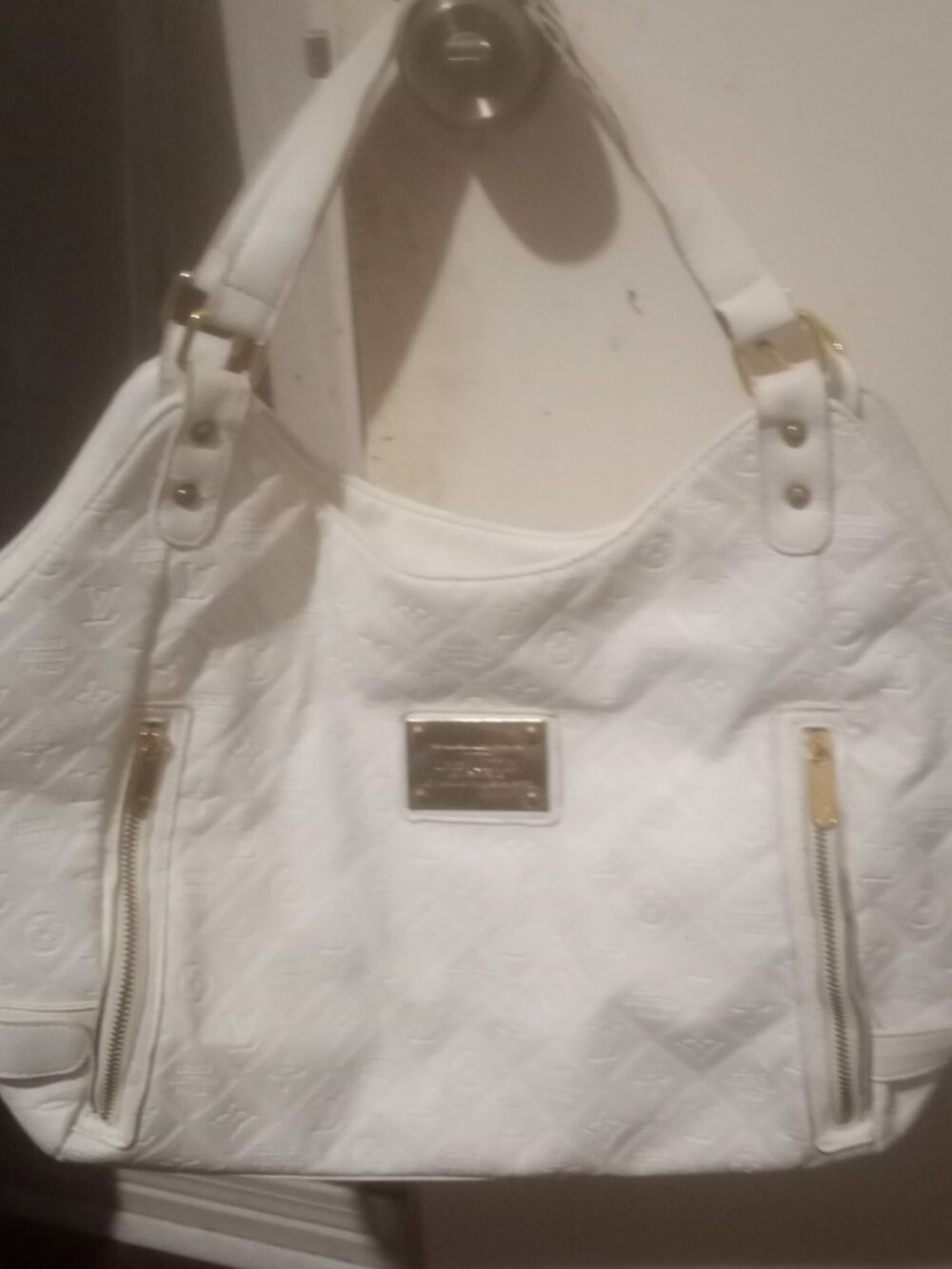 Louis Vuitton Paris Leather Hobo Shoulder Bag Handbag Purse White Monogram - Picture 3 of 16